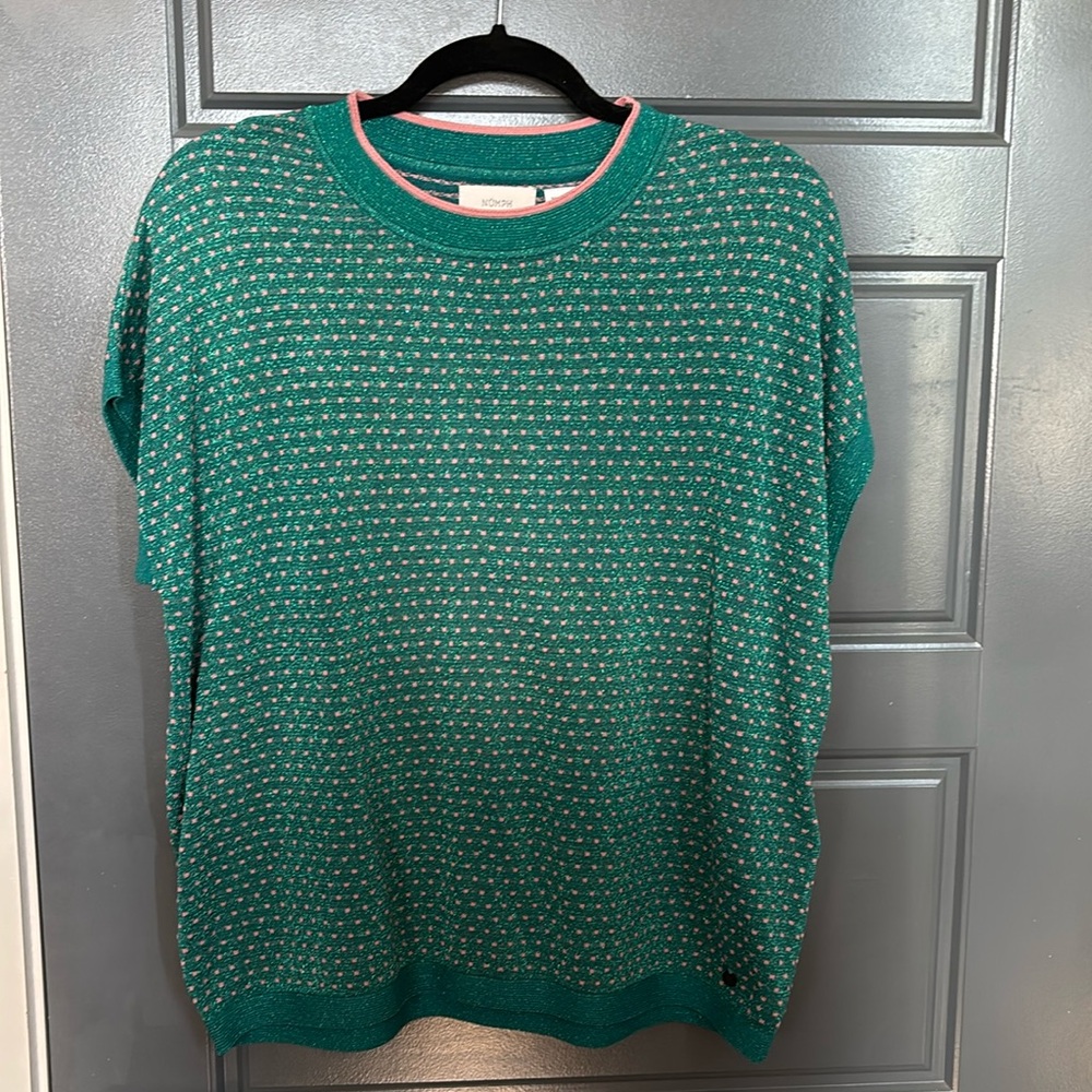 Green and pink shimmer lurex sweater